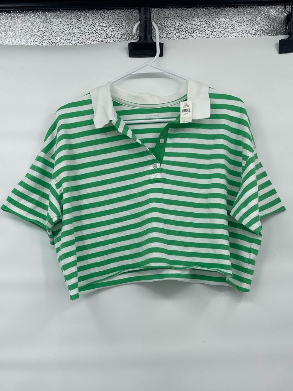 Aerie offline nwt green striped polo crop top